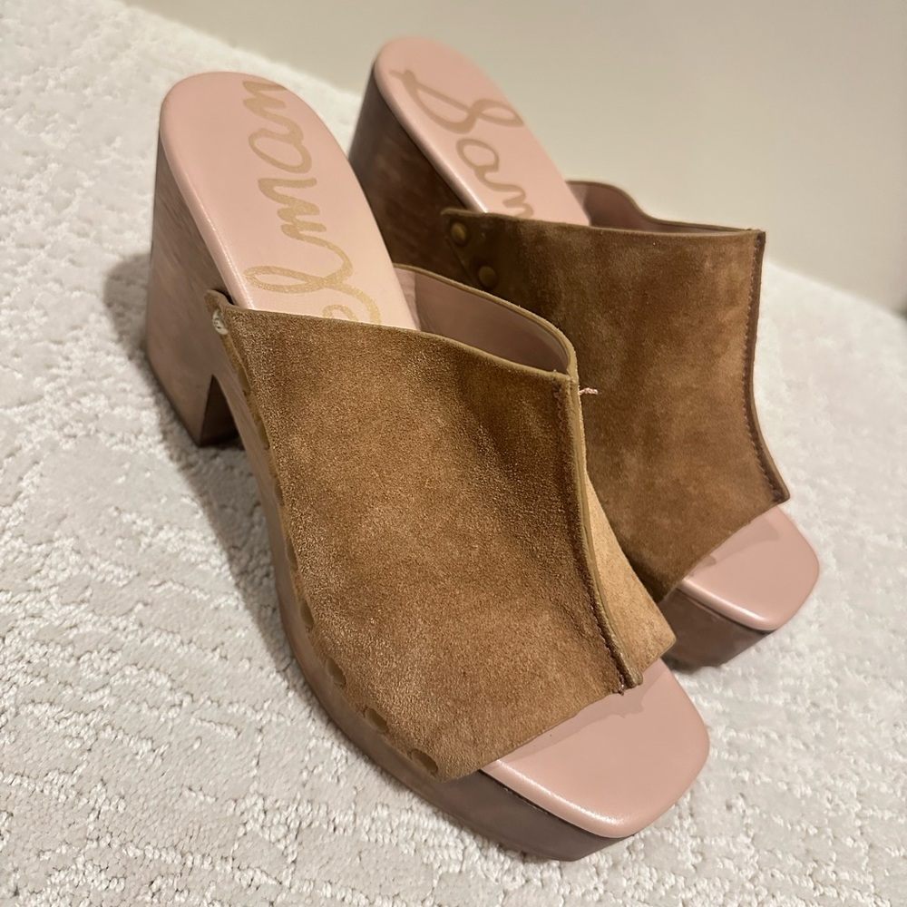 Sam Edelman Josselyn Brown Suede Mules for Women (Size 7)